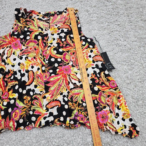 Liv by Habitat Shirt Small Colorful Floral Paisley Asymmetrical Crinkle Artsy - Picture 11 of 12